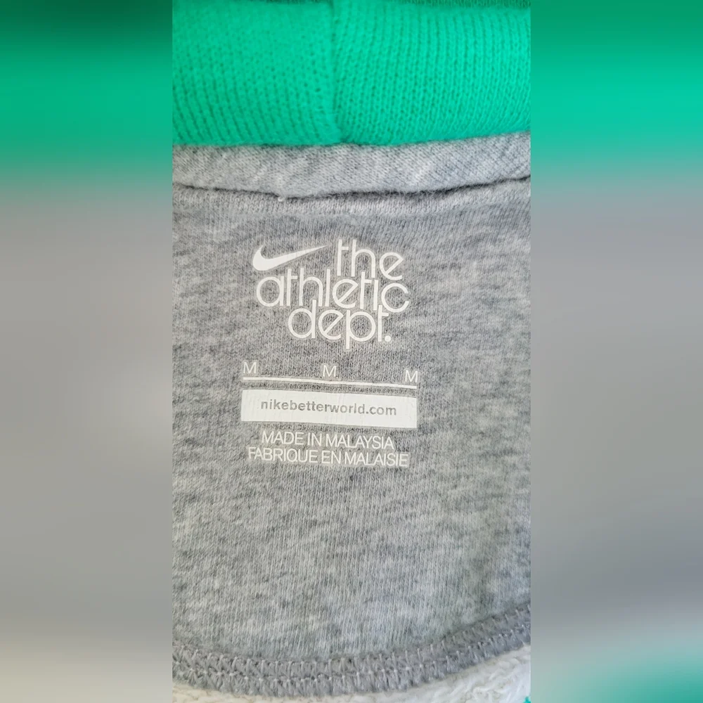 Nike Gray and Green Hooded Pullover Sweatshirt, Women's Medium